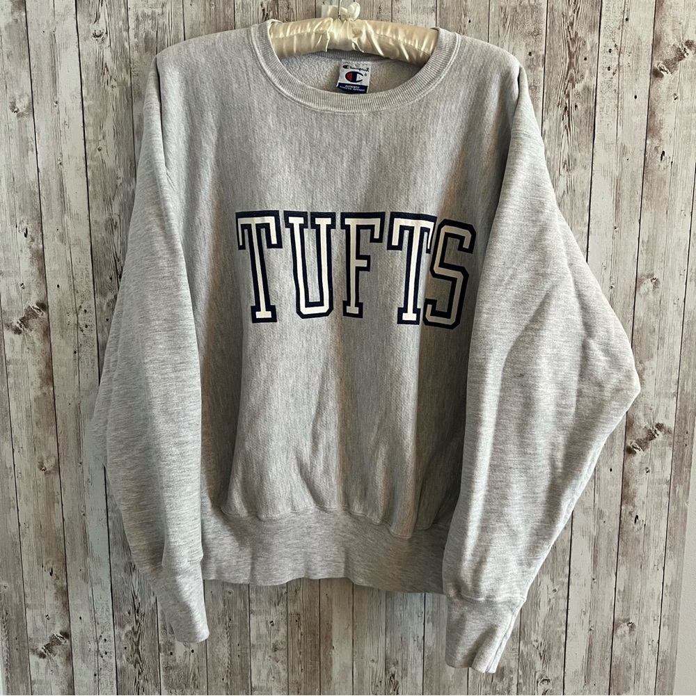Tufts University Vintage Crew Neck Gray Sweatshirt Large Unisex